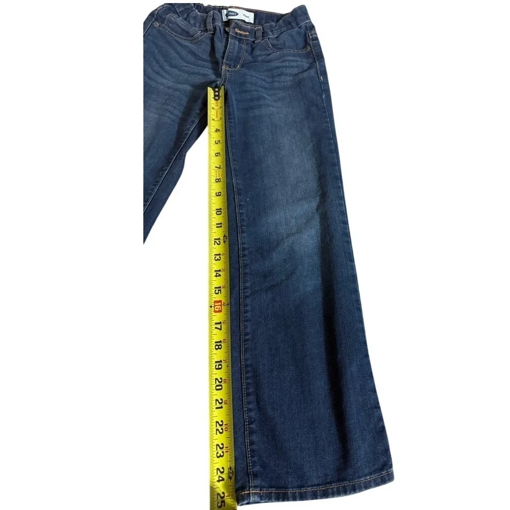 Old Navy Girls Straight Leg Jeans Dark Wash Size 12 Elastic Waist‎
